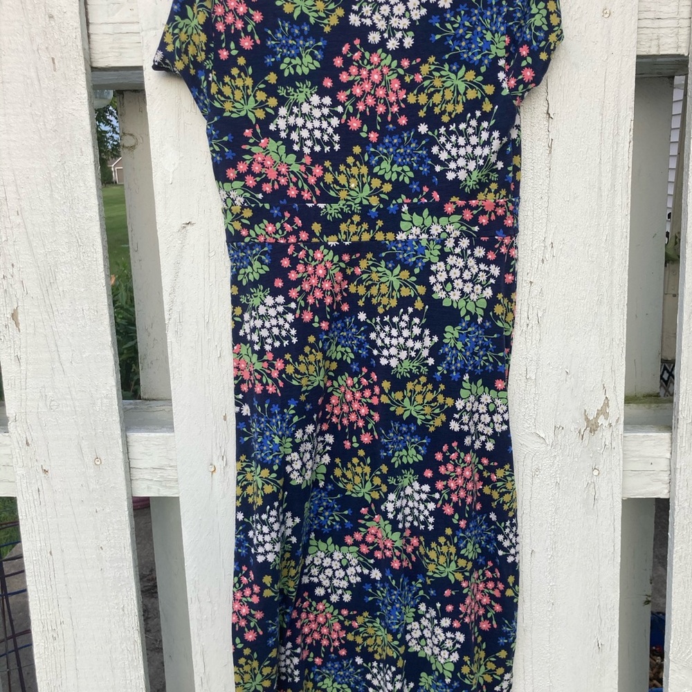 Boden Floral V-Neck Jersey Midi Dress Size 8R Blue